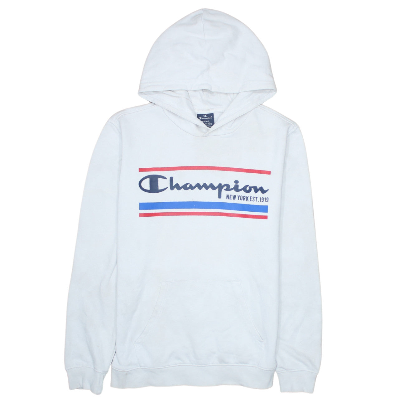 Champion White Small Womens Hoodie Pullover Cotton Blend Logo Print