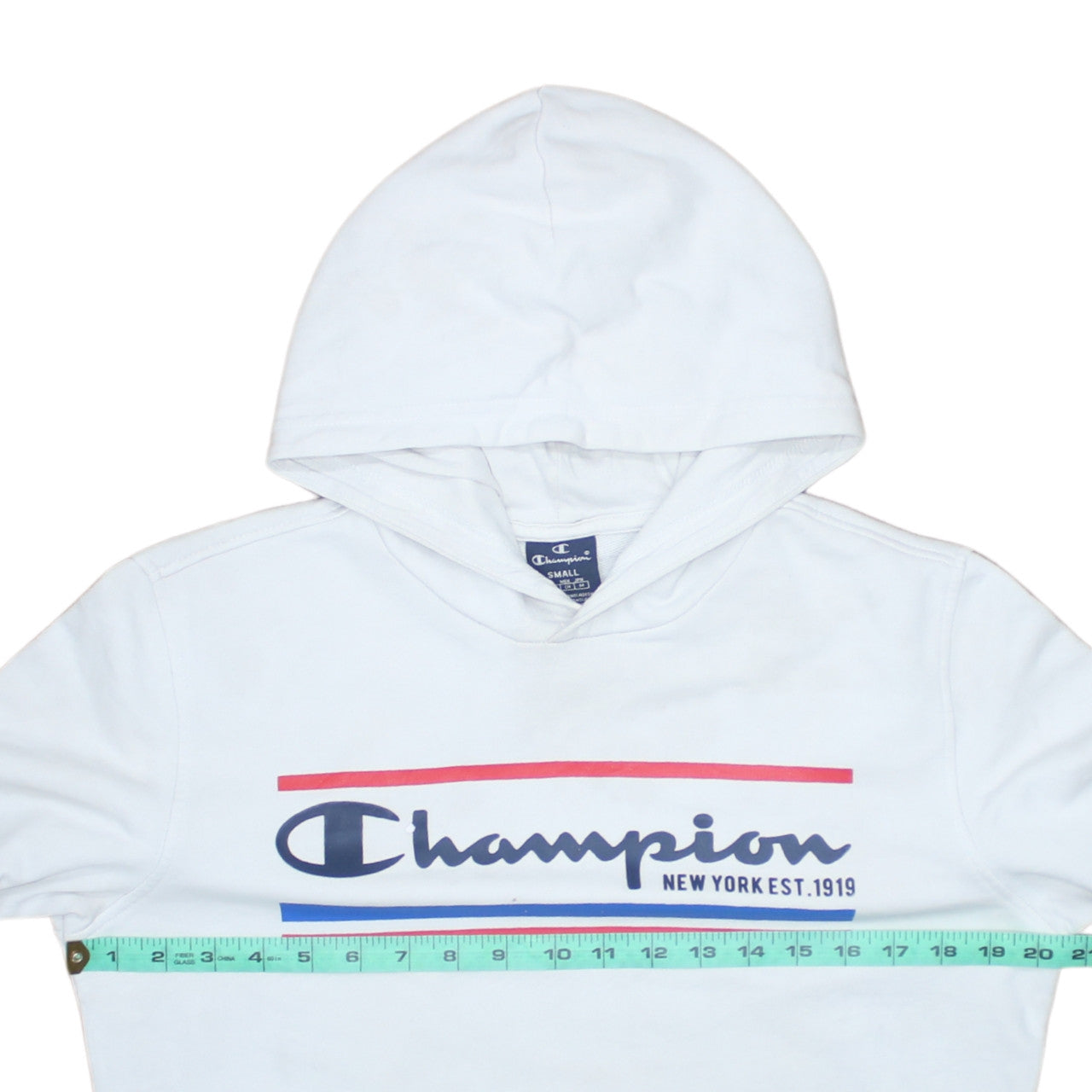 Champion White Small Womens Hoodie Pullover Cotton Blend Logo Print