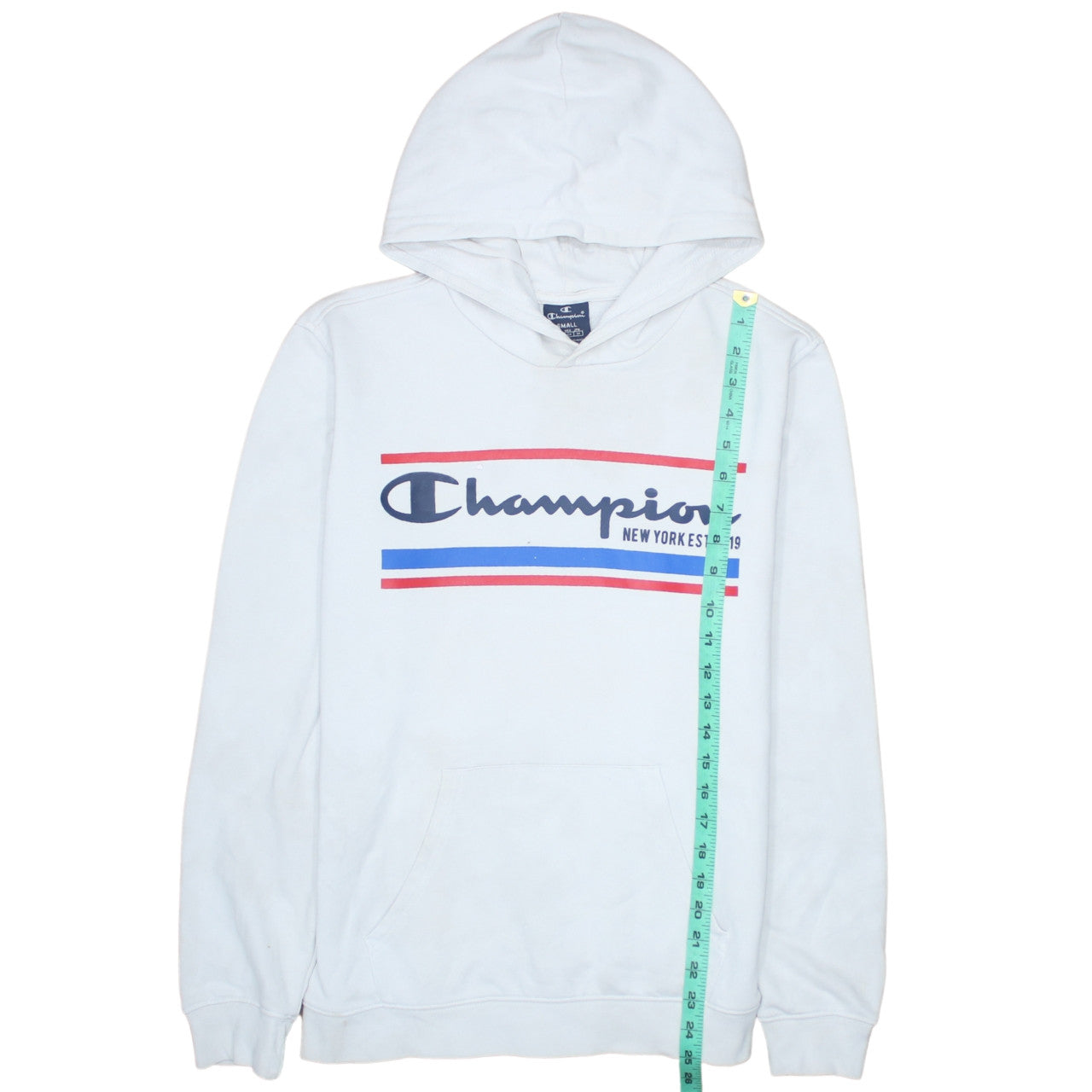 Champion White Small Womens Hoodie Pullover Cotton Blend Logo Print