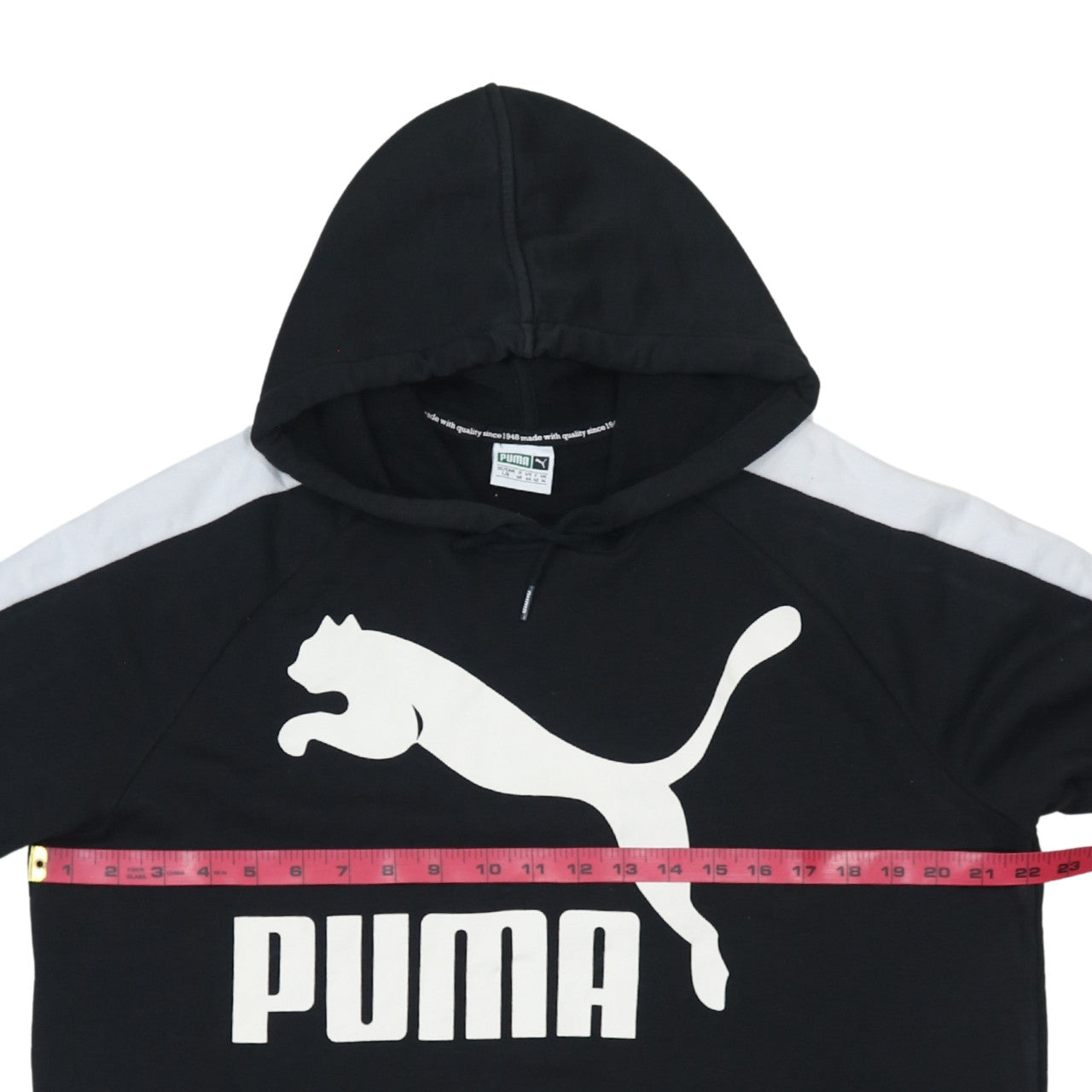 Puma Women's Black Logo Pullover Hoodie Size 14 Lined Cotton Blend
