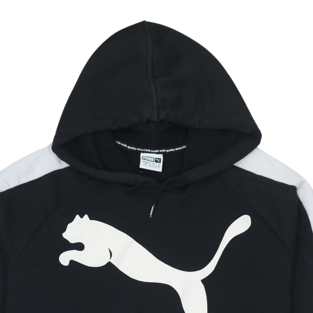 Puma Women's Black Logo Pullover Hoodie Size 14 Lined Cotton Blend