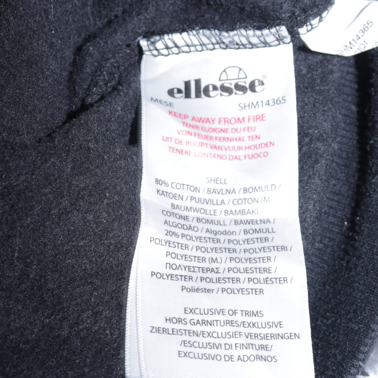 Ellesse Mens Black Pullover Hoodie Small Logo Fleece Sweatshirt