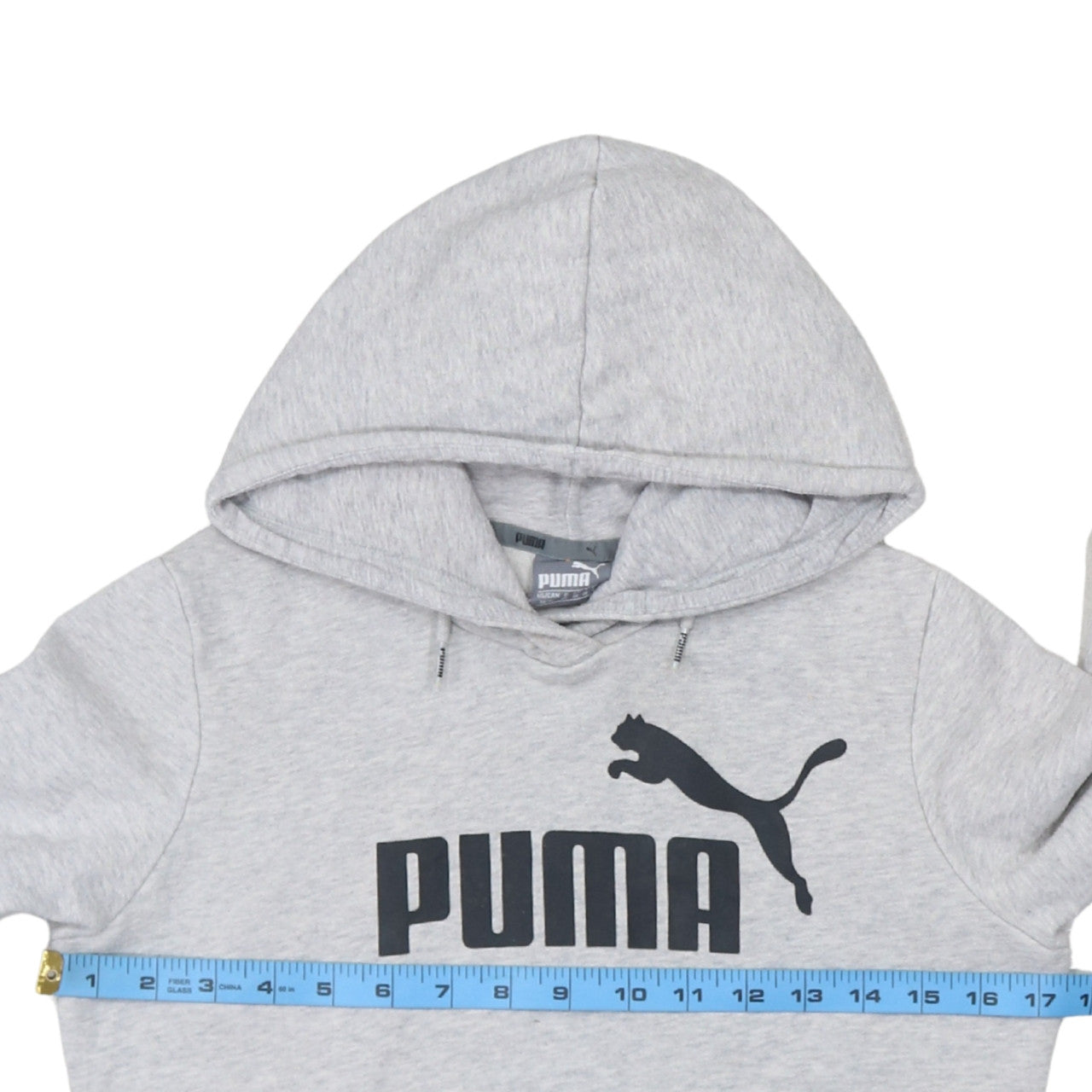 Puma Women Grey Hooded Pullover Hoodie UK 8 with Logo Print