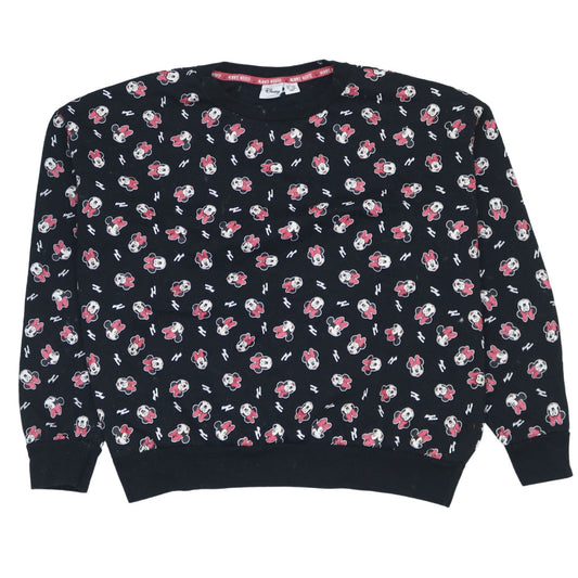 Disney Women Black Minnie Mouse Print Sweatshirt XL
