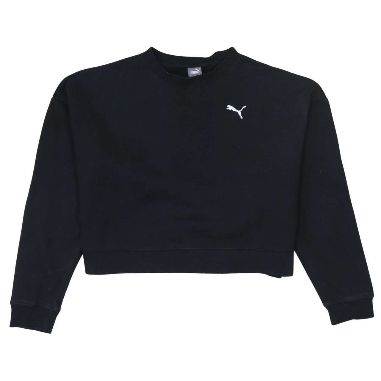 Puma Womens Black Small Cropped Crew Neck Sweatshirt