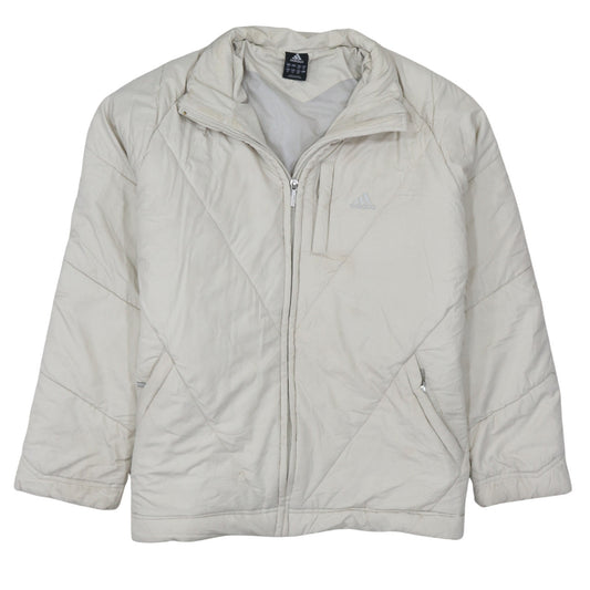 Adidas Women Ivory Quilted Puffer Jacket Size 16 Regular Fit