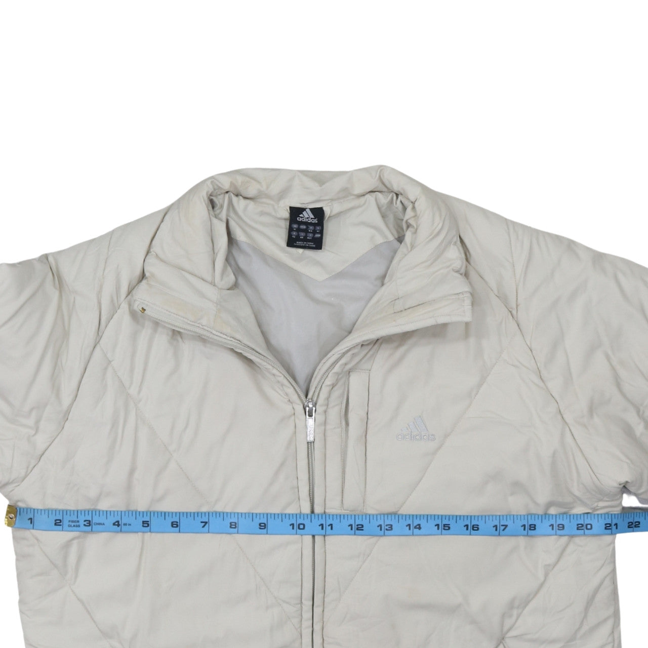Adidas Women Ivory Quilted Puffer Jacket Size 16 Regular Fit