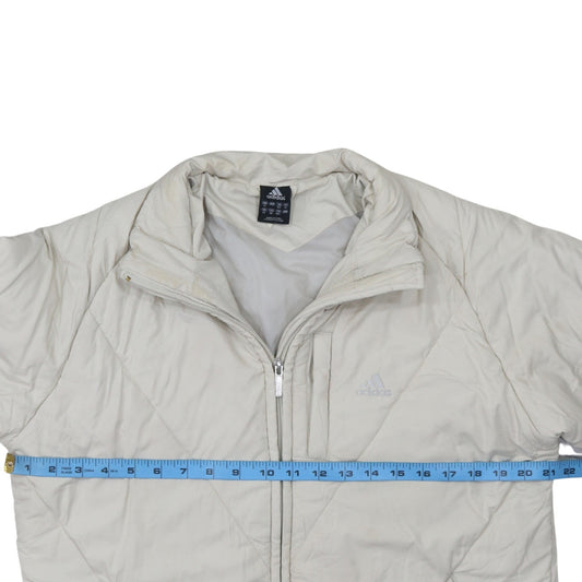 Adidas Women Ivory Quilted Puffer Jacket Size 16 Regular Fit