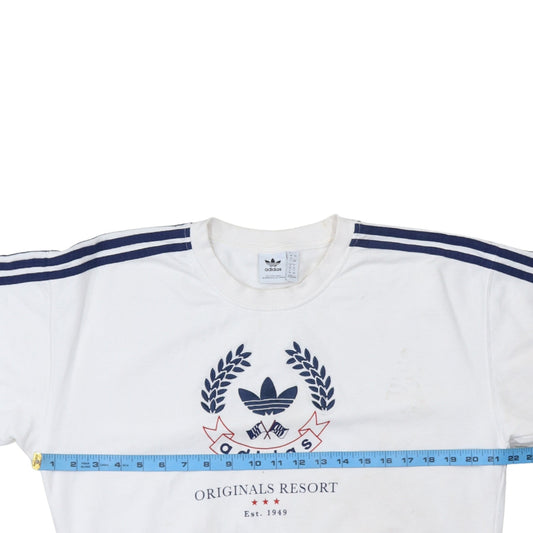 Adidas Women's White Crew Neck Sweatshirt Size 8 Originals Resort Logo