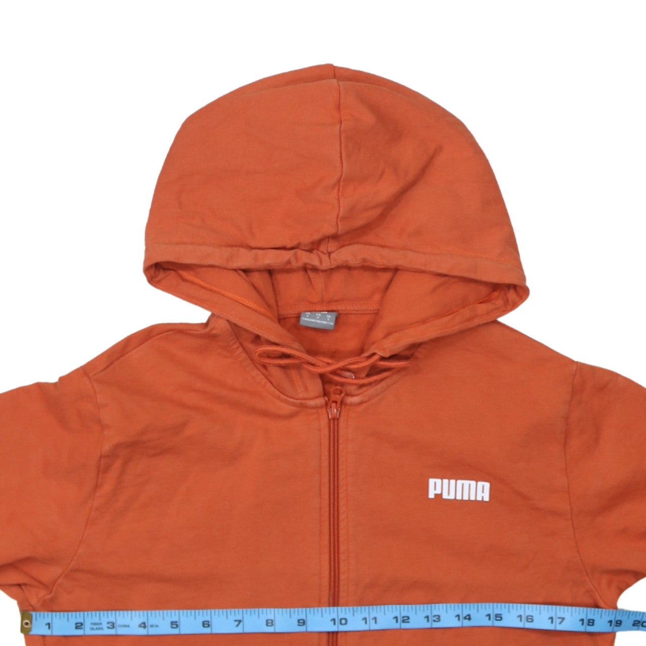 Puma Womens Orange Full Zip Hoodie Small Cotton Casual