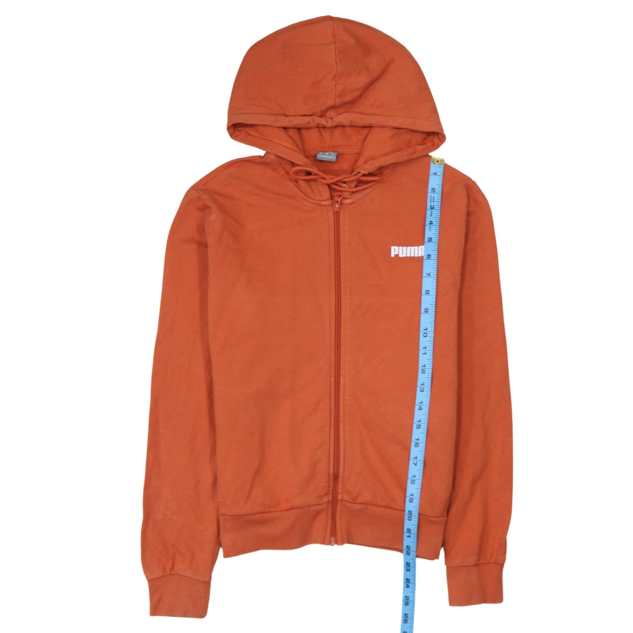 Puma Womens Orange Full Zip Hoodie Small Cotton Casual