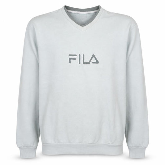 Fila Men's Grey V-Neck Pullover Sweatshirt M Classic Sportswear