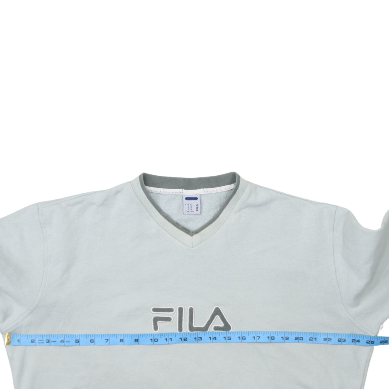 Fila Men's Grey V-Neck Pullover Sweatshirt M Classic Sportswear