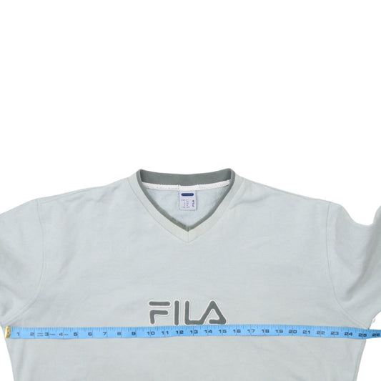 Fila Men's Grey V-Neck Pullover Sweatshirt M Classic Sportswear