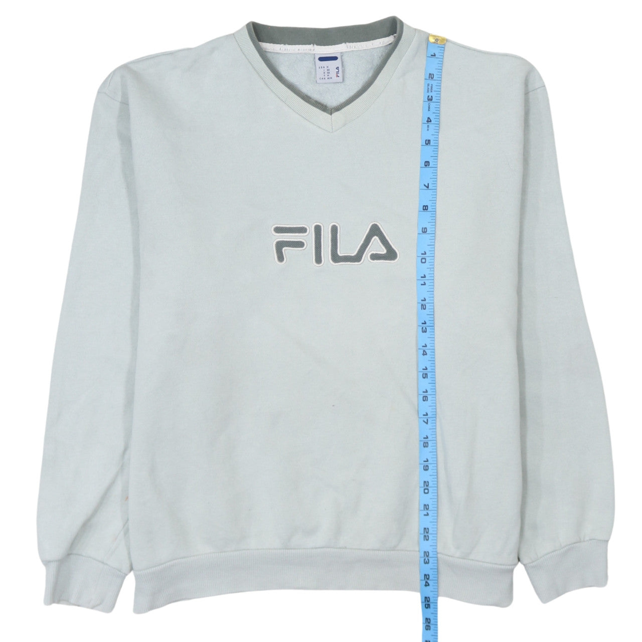 Fila Men's Grey V-Neck Pullover Sweatshirt M Classic Sportswear