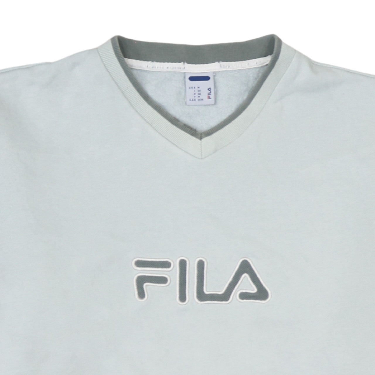 Fila Men's Grey V-Neck Pullover Sweatshirt M Classic Sportswear