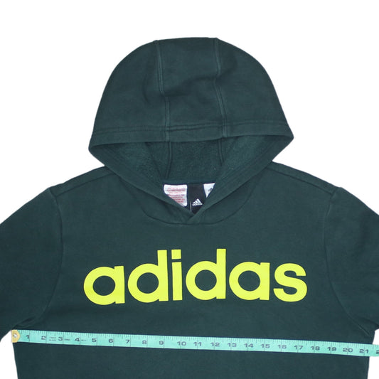 Adidas Boys Green Pullover Hoodie 15-16 Years Logo Print Sweatshirt