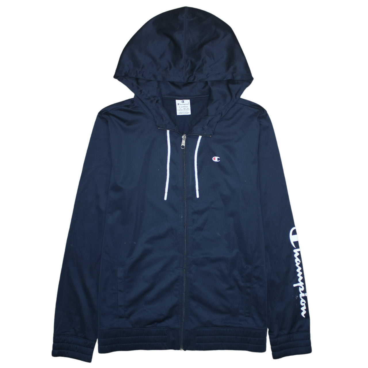 Champion Men's Blue Full Zip Hoodie XL Polyester Sportswear