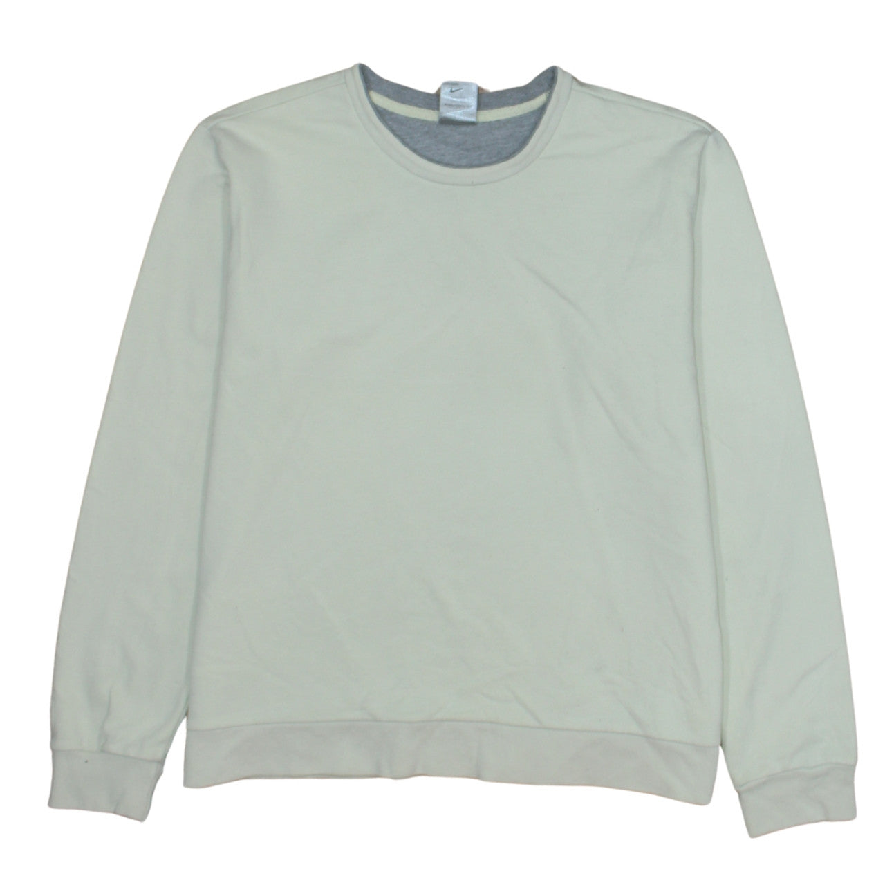 Nike Women Beige Crew Neck Long Sleeve Pullover Sweatshirt L