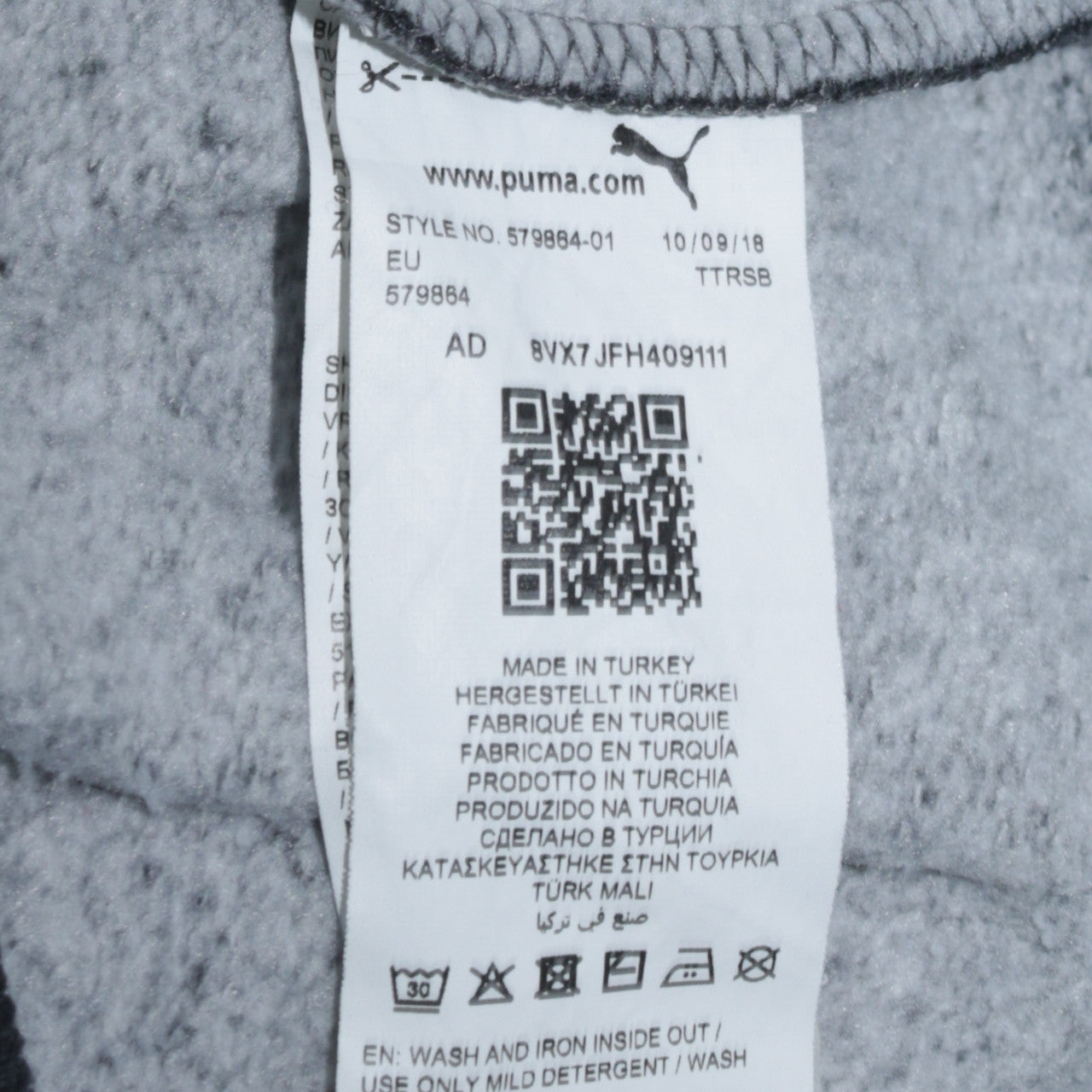 Puma Men’s Black Crew Neck Fleece Sweatshirt Size S