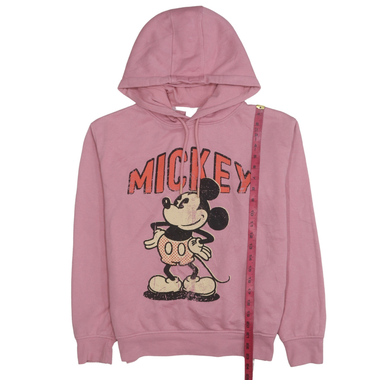Primark Disney Women Pink Hooded Pullover Hoodie XS Mickey Mouse Print