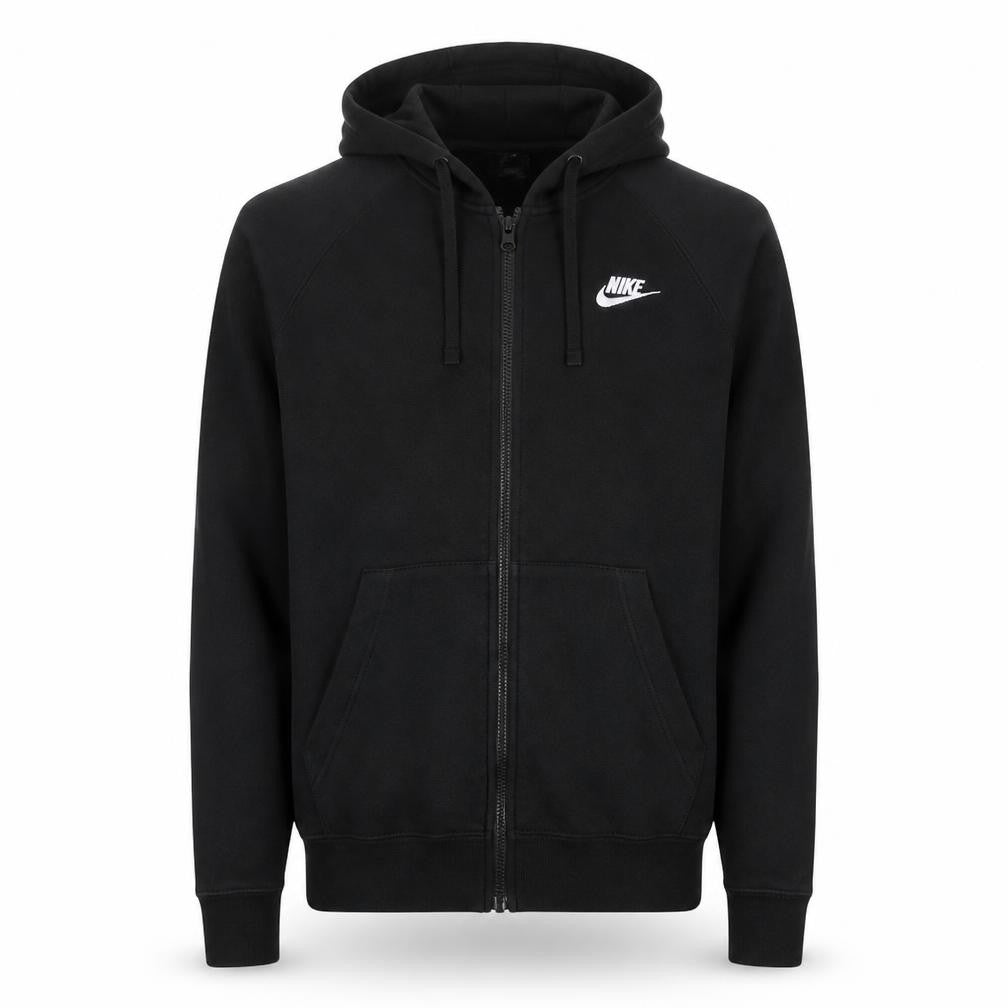 Front view of Nike Men's Black XS Full Zip Hoodie Sweatshirt Logo Fleece