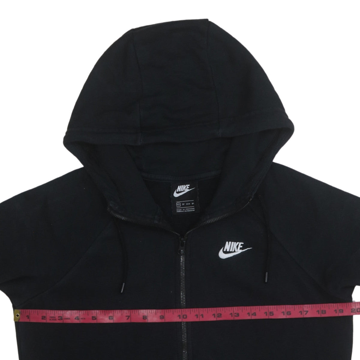 Back view of Nike Men's Black XS Full Zip Hoodie Sweatshirt Logo Fleece