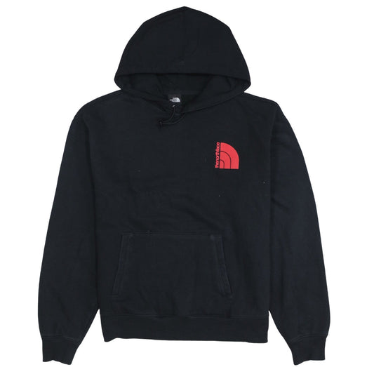 The North Face Womens Black Pullover Hoodie Small Red Logo Cotton Blend