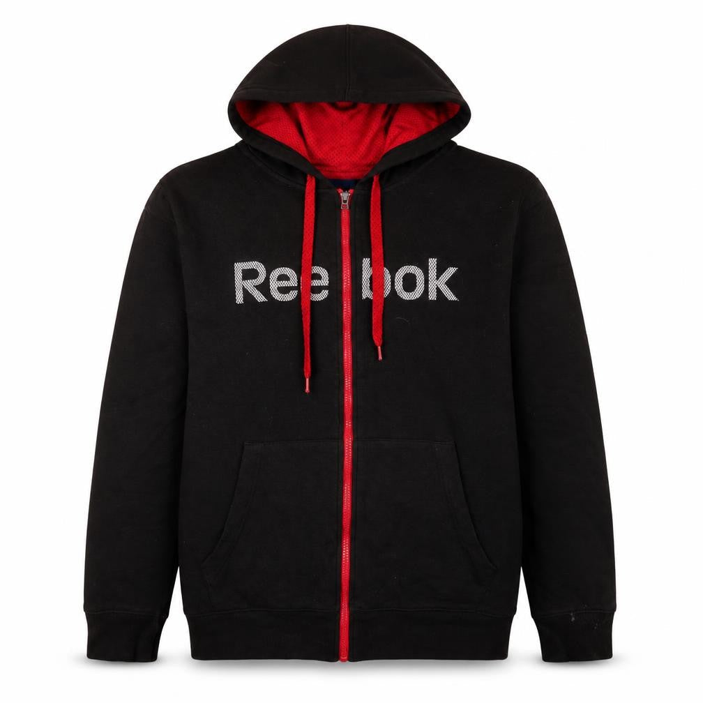 Reebok Men's Black Full Zip Hoodie Large Sportswear