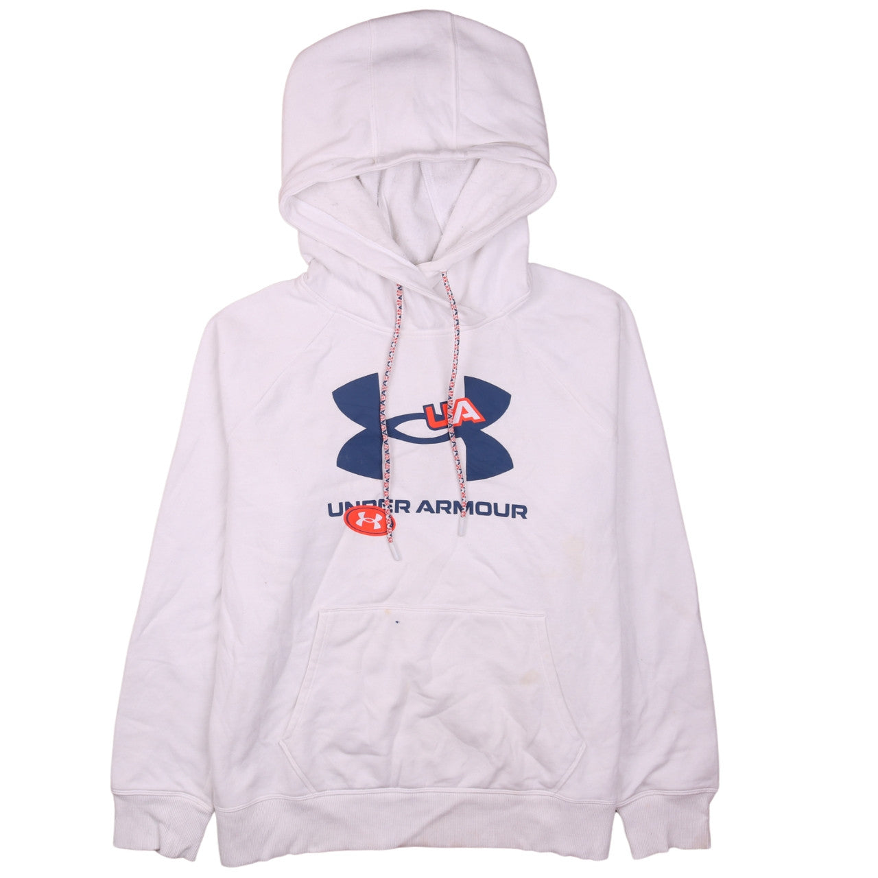 Under Armour Womens White Pullover Hoodie Size L Loose Fit UA Logo