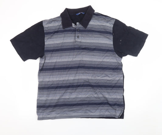 Westrock Men's Blue Striped Cotton Polo Shirt Size M