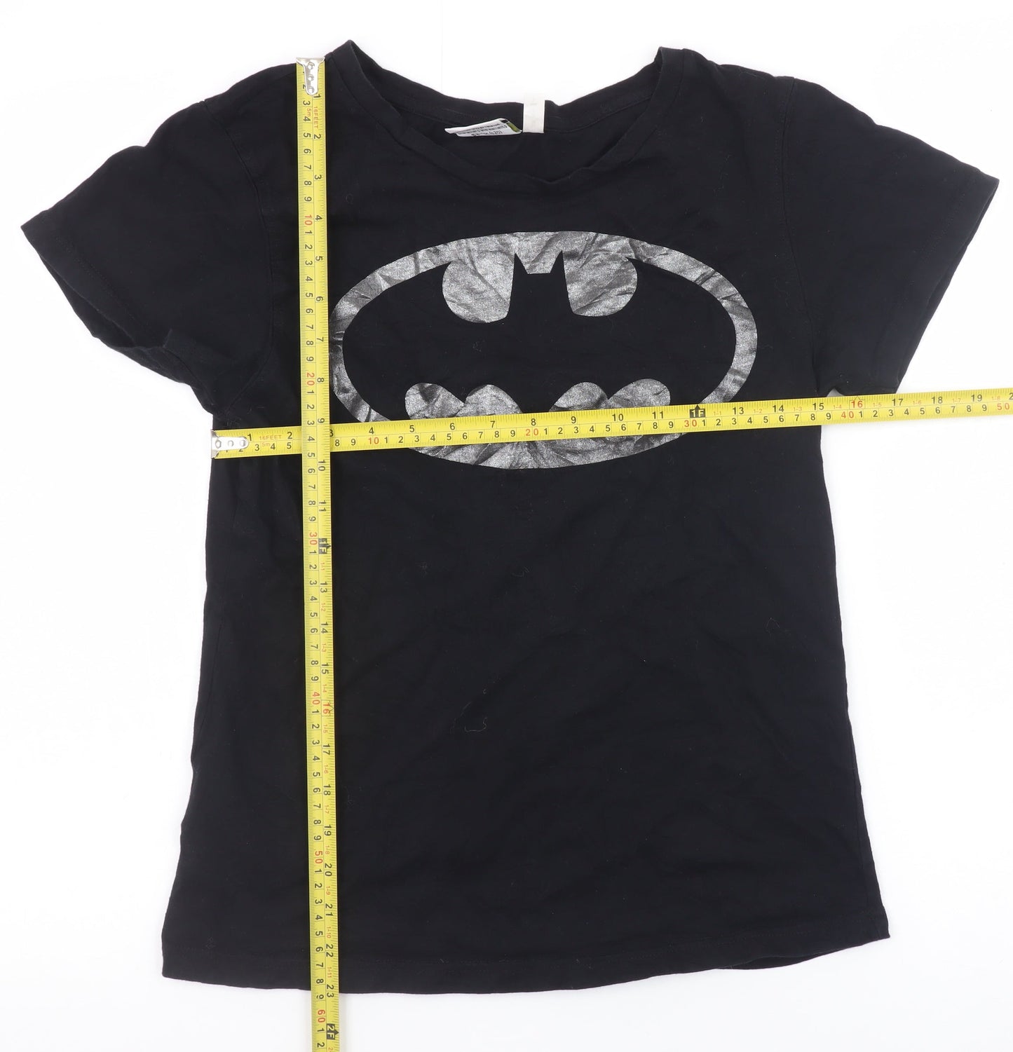 Batman Womens Black Crew Neck Cotton T-Shirt Size 12