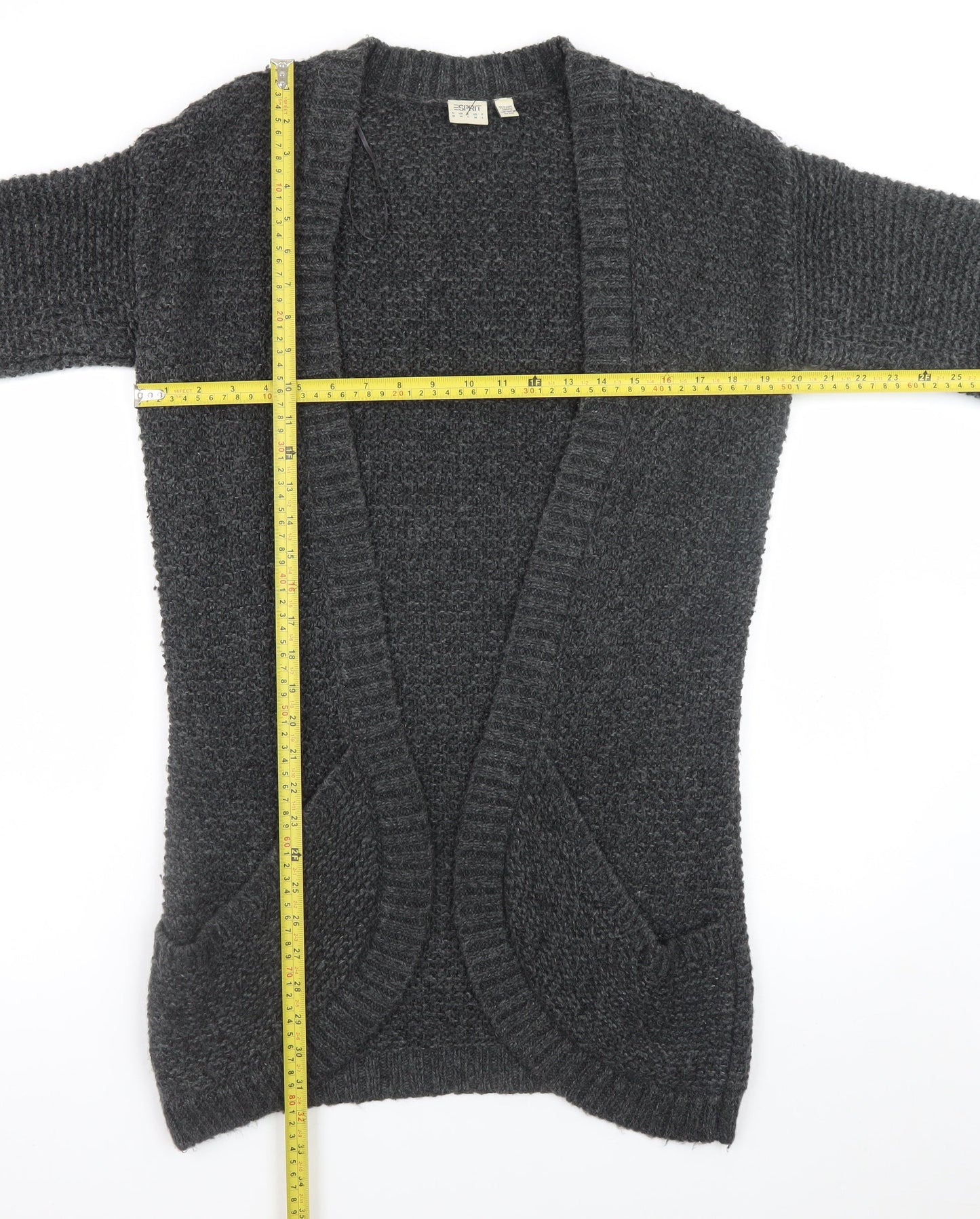 Esprit Women’s Grey Chunky Knit Open Front Cardigan L