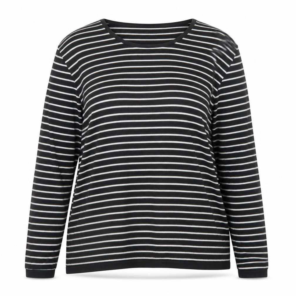 Next Women’s Black White Striped V-Neck Cotton Pullover Jumper 2XL