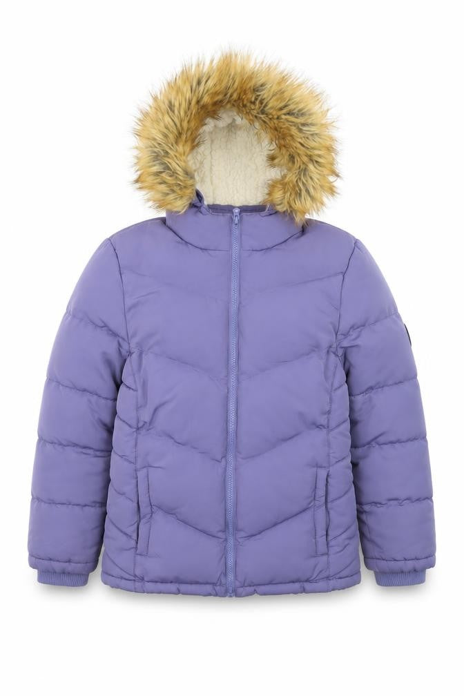 SoulCal Teens Purple Hooded Puffer Jacket 12 Lined Winter Coat
