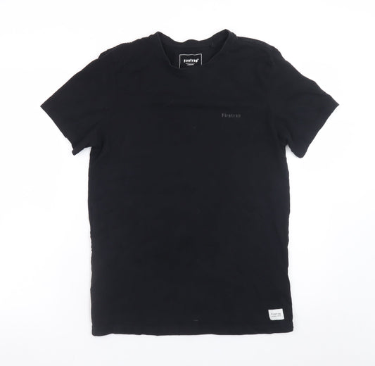 Firetrap Men's Black Cotton Crew Neck Short Sleeve T-Shirt M