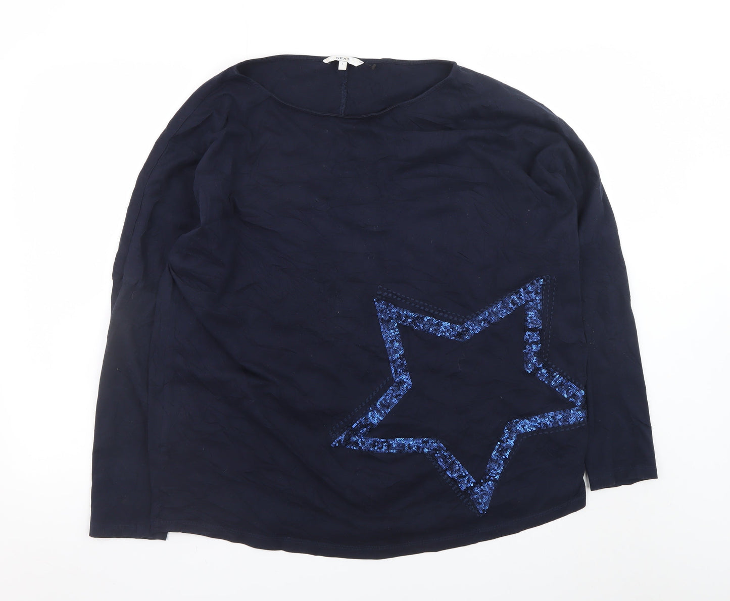 Next Women’s Blue Sequin Star Long Sleeve Cotton T-Shirt L