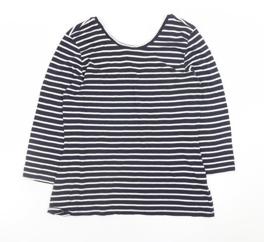 Boden Women Blue White Striped 3/4 Sleeve Cotton Jersey Top UK12