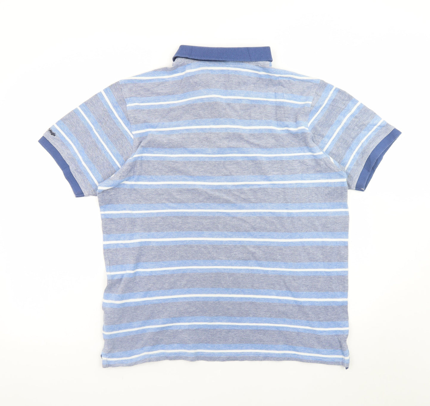 James Pringle Men's Blue Striped Cotton Polo Shirt Size M