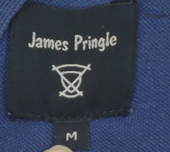 James Pringle Men's Blue Striped Cotton Polo Shirt Size M