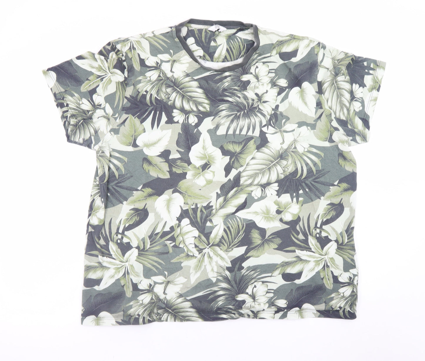 Next Men's Green Floral Tropical Crew Neck T-Shirt XXL Cotton