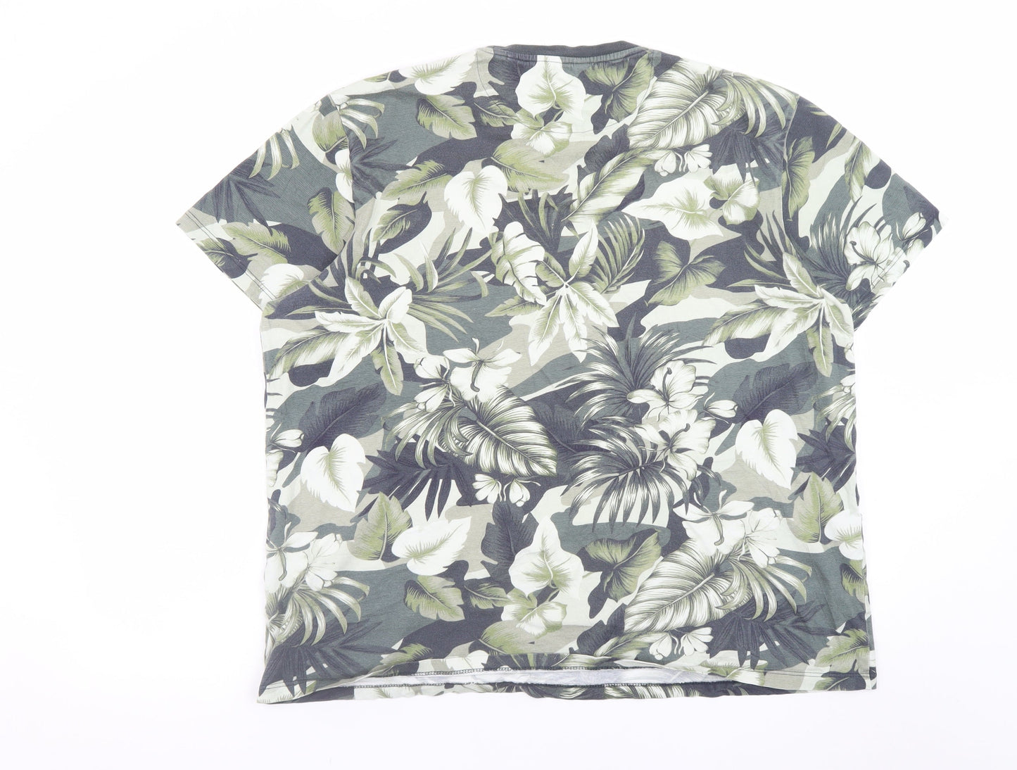 Next Men's Green Floral Tropical Crew Neck T-Shirt XXL Cotton