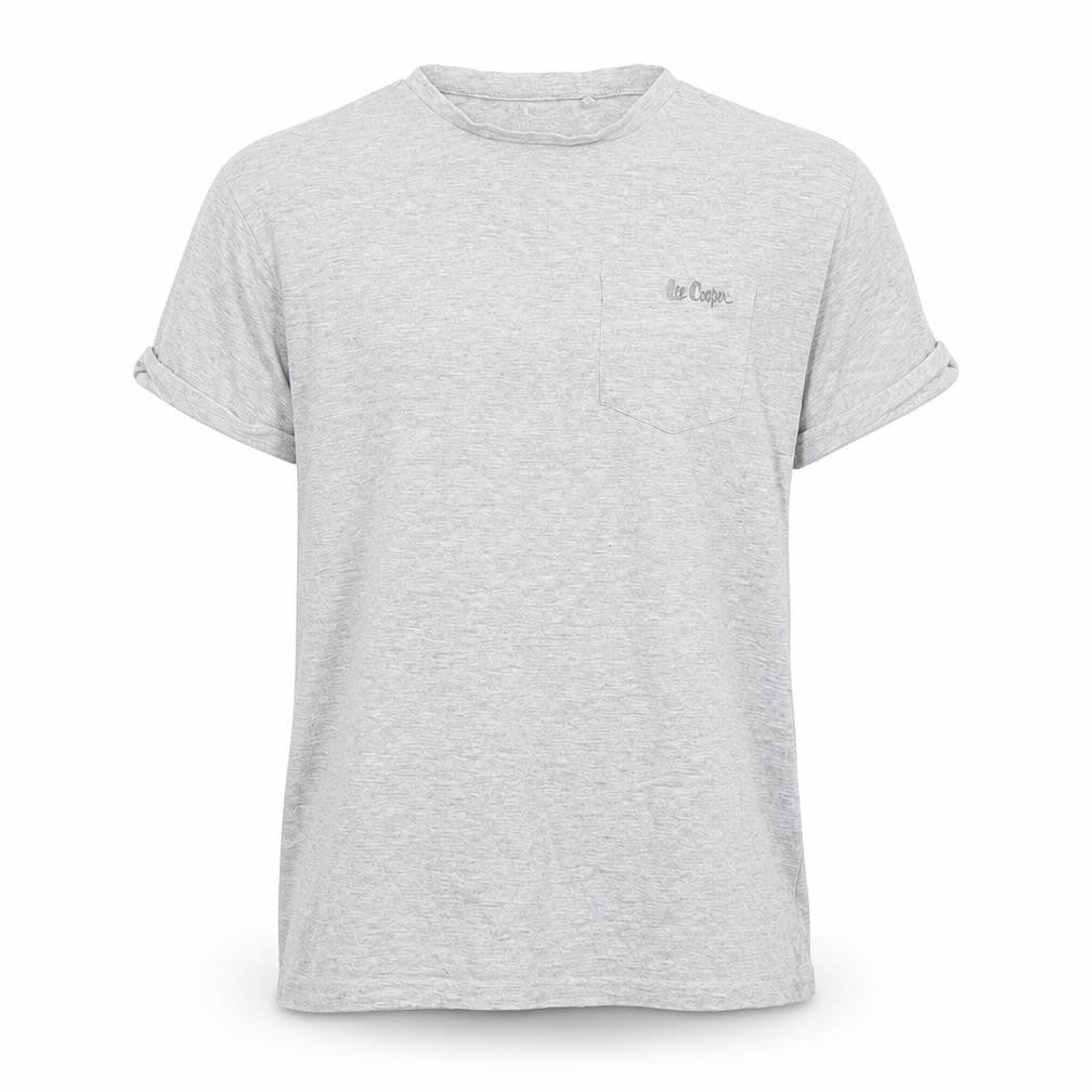 Front view of Lee Cooper Men's Grey Relaxed Fit Short Sleeve Crew Neck T-Shirt, size M