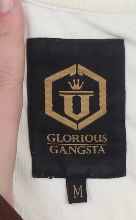 Glorious Gangsta Men's White Short Sleeve Graphic Print T-Shirt Size M