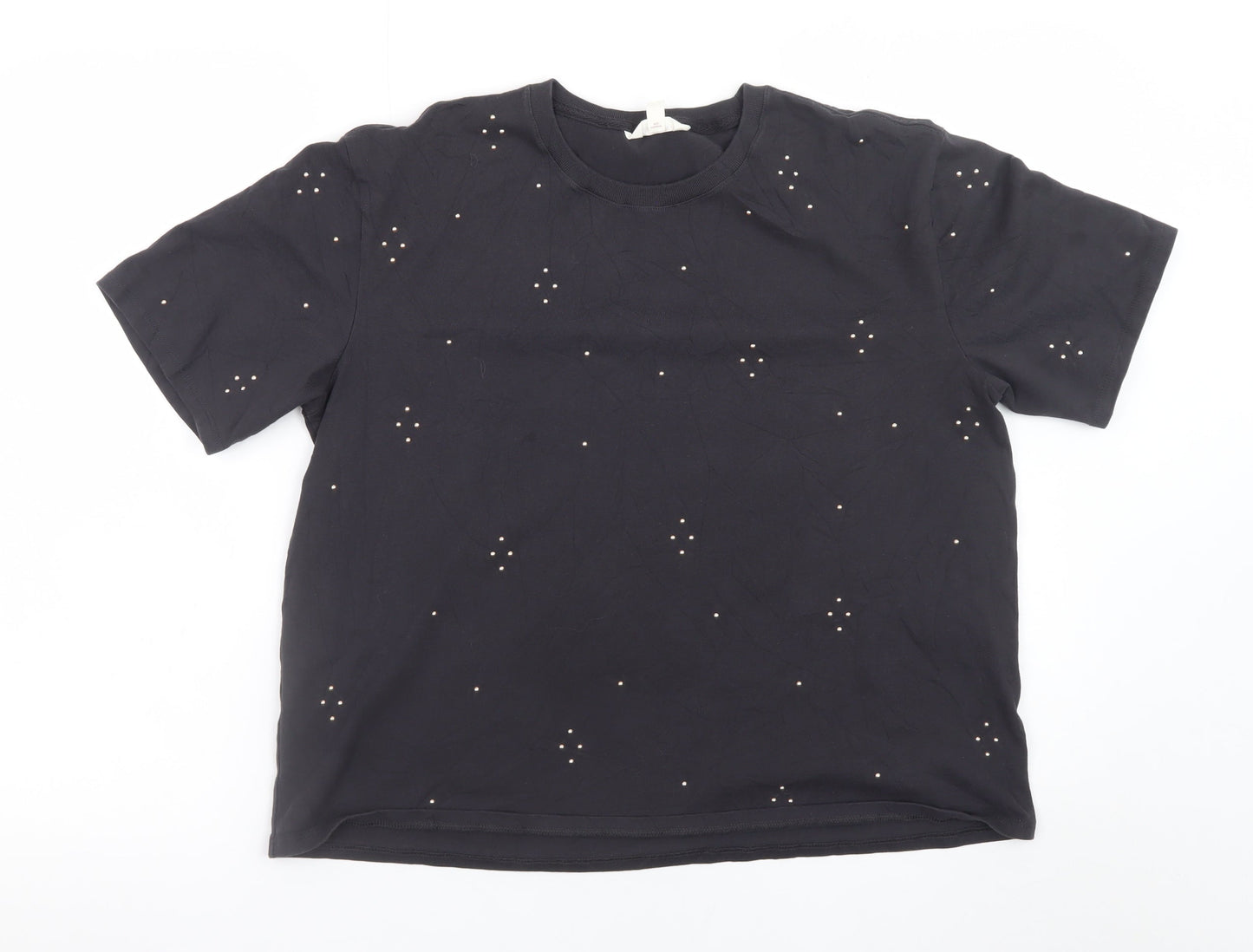 Marks and Spencer Women’s Black Studded Cotton T-Shirt Size 14