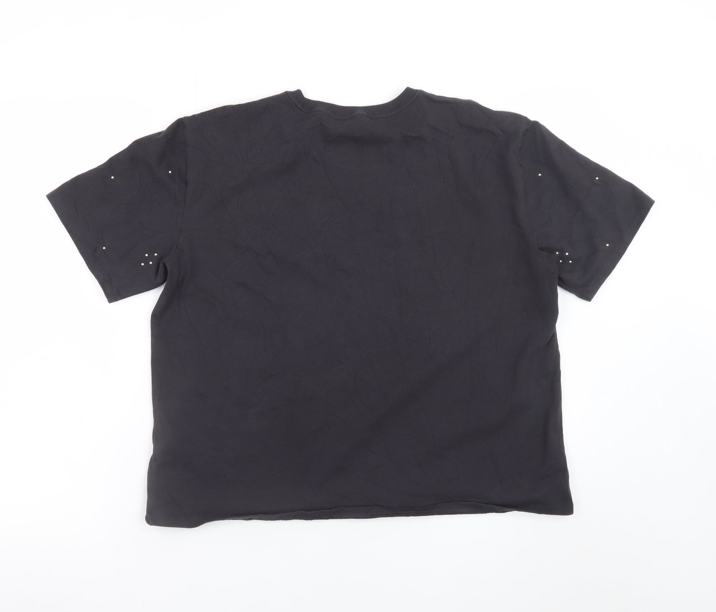 Marks and Spencer Women’s Black Studded Cotton T-Shirt Size 14