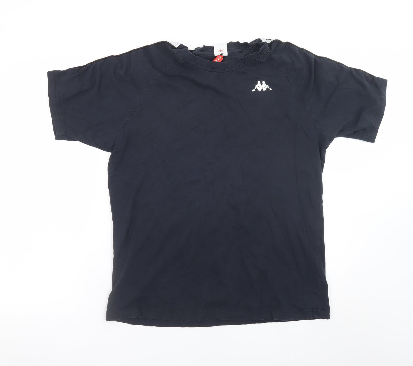 Kappa Mens Black Large Short Sleeve Crew Neck Logo T-Shirt