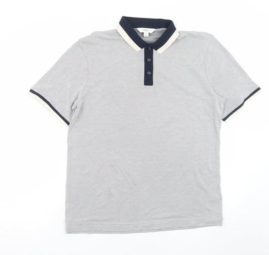 Marks and Spencer Men's Grey Polo Shirt Medium Regular Fit