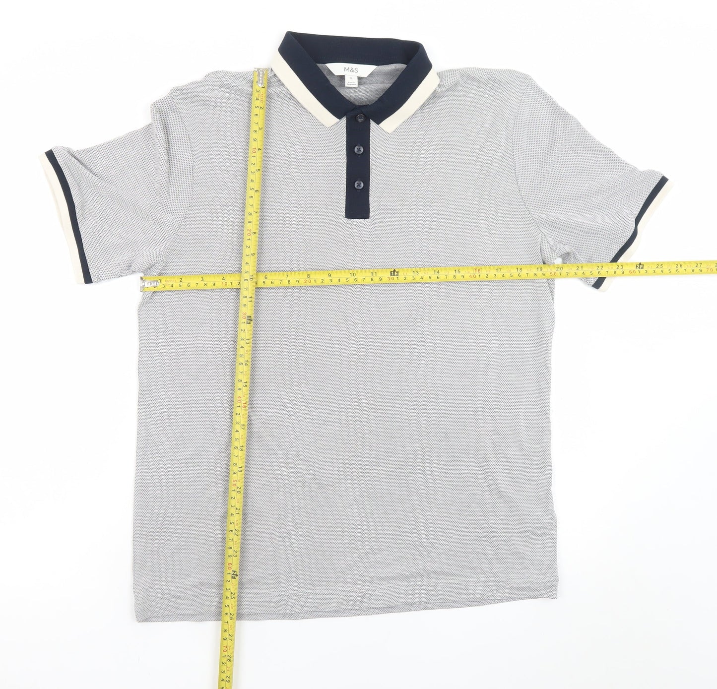 Marks and Spencer Men's Grey Polo Shirt Medium Regular Fit