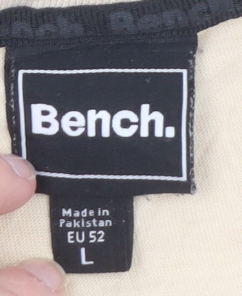 Bench Men Beige Graphic Print Crew Neck Cotton T-Shirt Size L